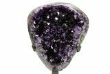 Deep-Purple Amethyst Geode With Metal Stand - Uruguay #364447-1